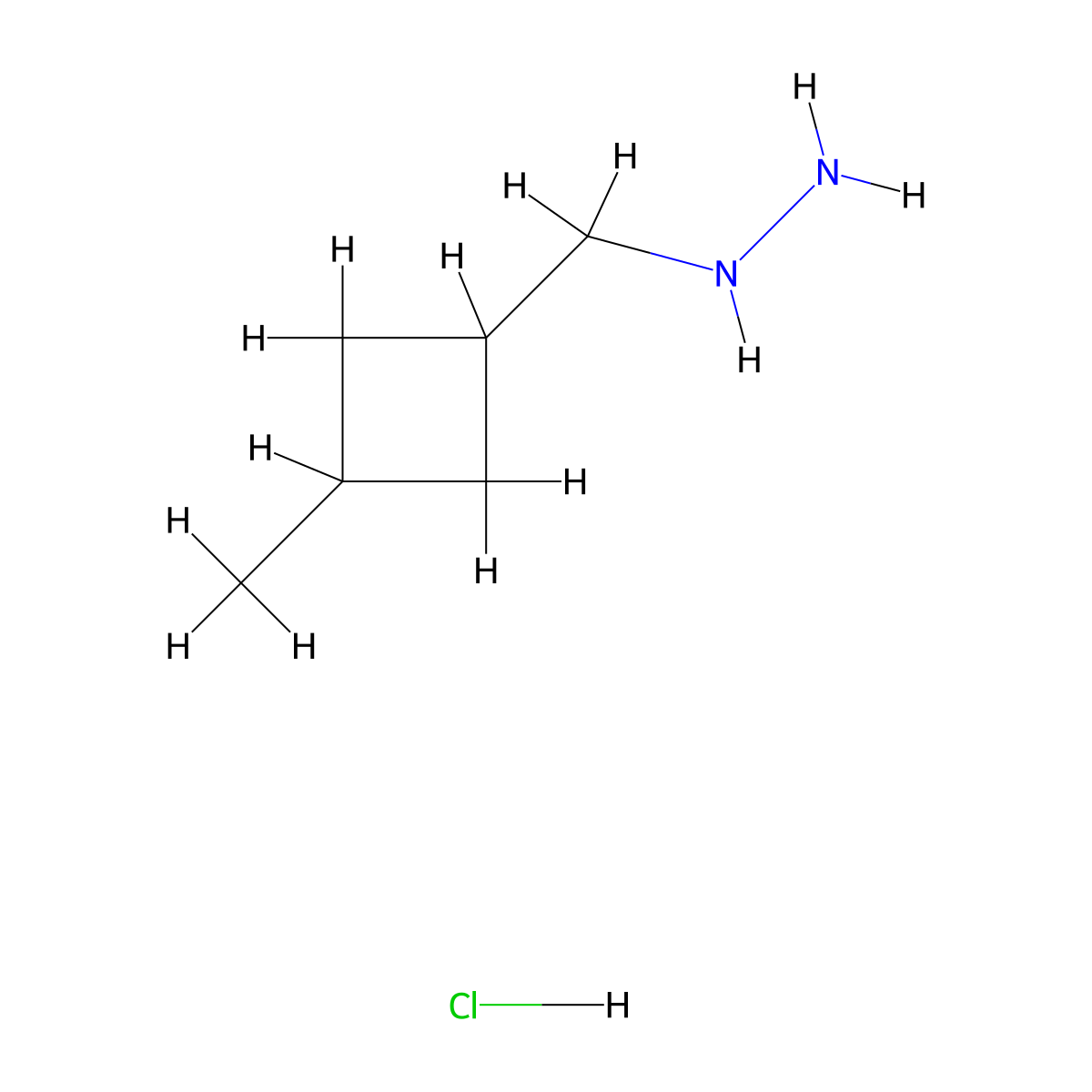 [(3-Methylcyclobutyl)methyl]hydrazine hydrochloride molecular structure, CAS 2138103-93-0