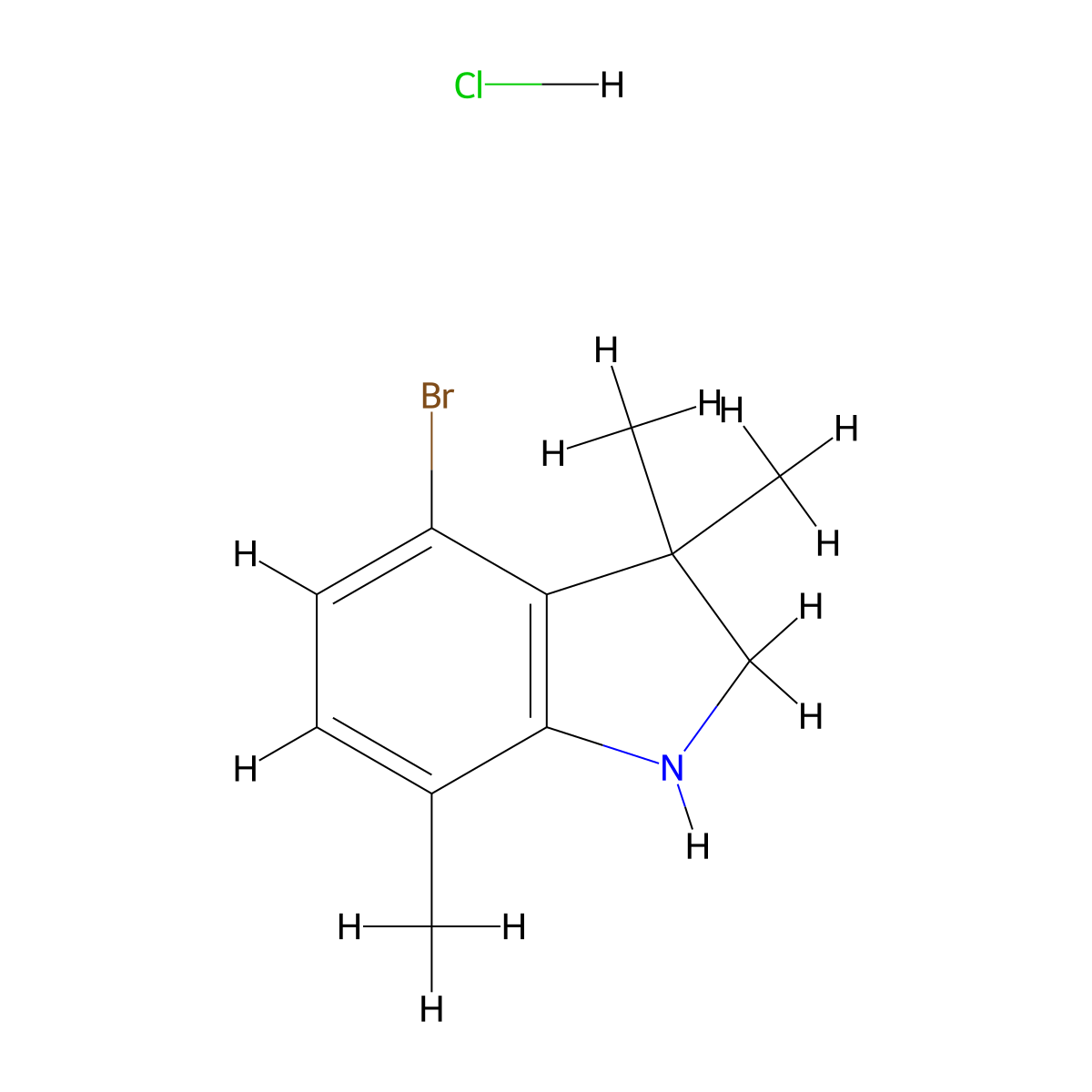 4-bromo-3,3,7-trimethyl-2,3-dihydro-1H-indole hydrochloride molecular structure, CAS 2138104-29-5