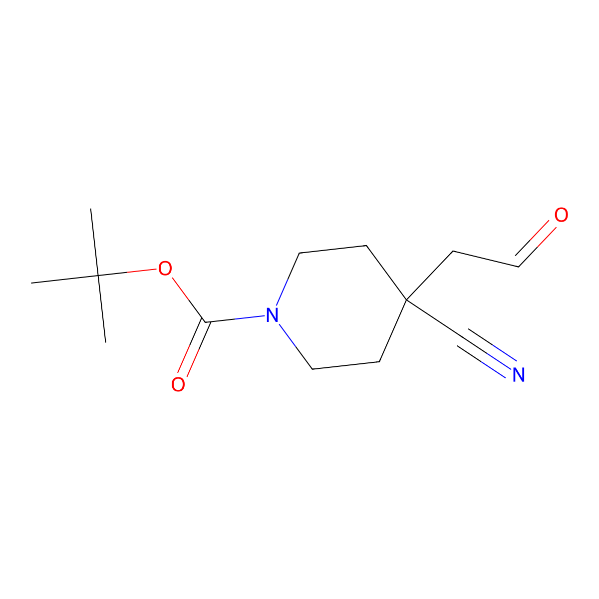 Tert-butyl 4-cyano-4-(2-oxoethyl)piperidine-1-carboxylate molecular structure, CAS 2138104-31-9