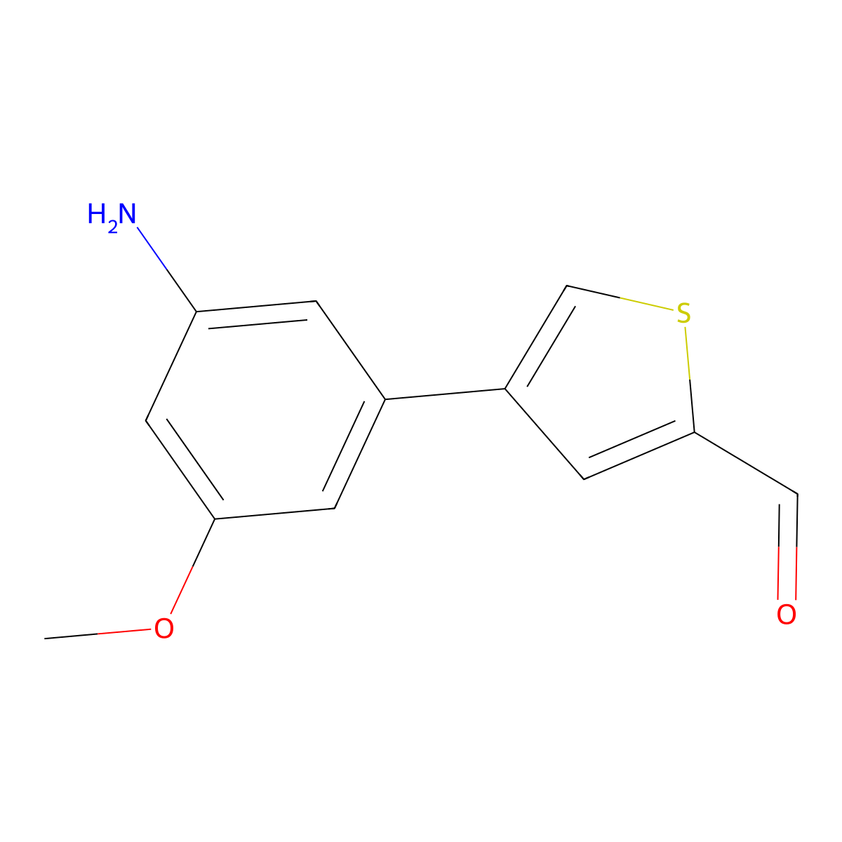 4-(3-Amino-5-methoxyphenyl)thiophene-2-carbaldehyde molecular structure, CAS 2138104-80-8
