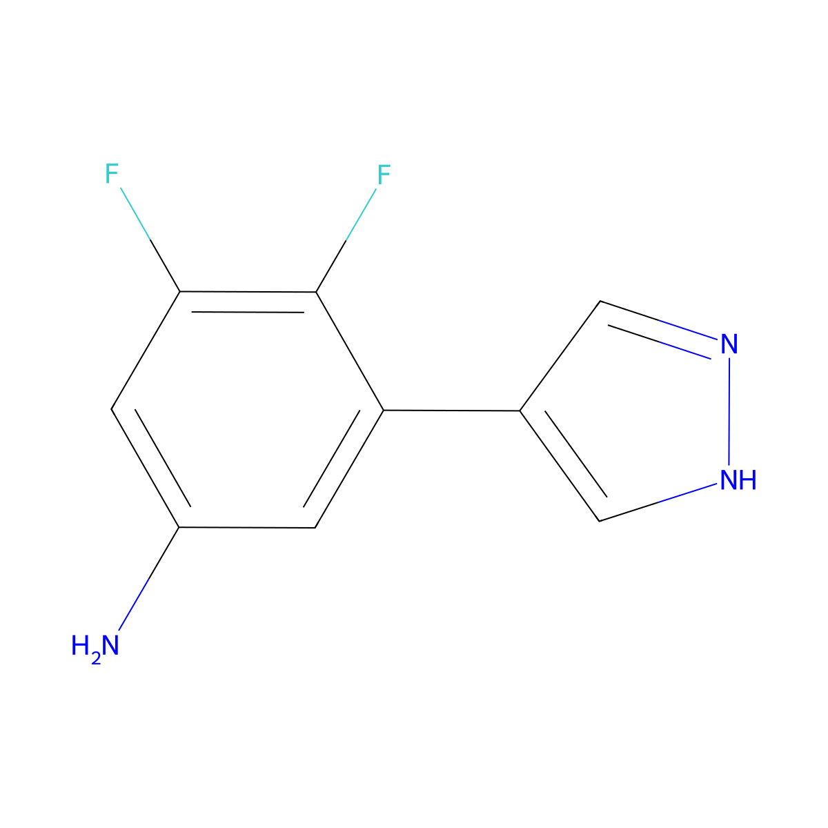 3,4-difluoro-5-(1H-pyrazol-4-yl)aniline molecular structure, CAS 2138104-94-4
