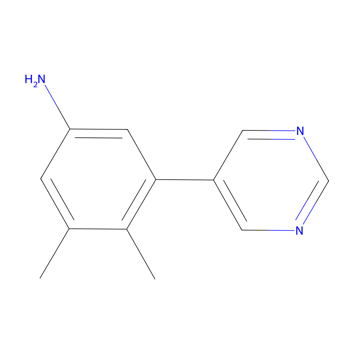 3,4-Dimethyl-5-(pyrimidin-5-yl)aniline molecular structure, CAS 2138105-24-3