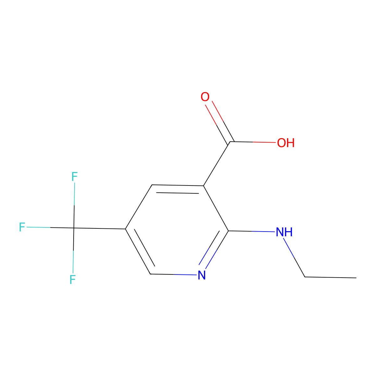 2-(Ethylamino)-5-(trifluoromethyl)pyridine-3-carboxylic acid molecular structure, CAS 2138105-80-1