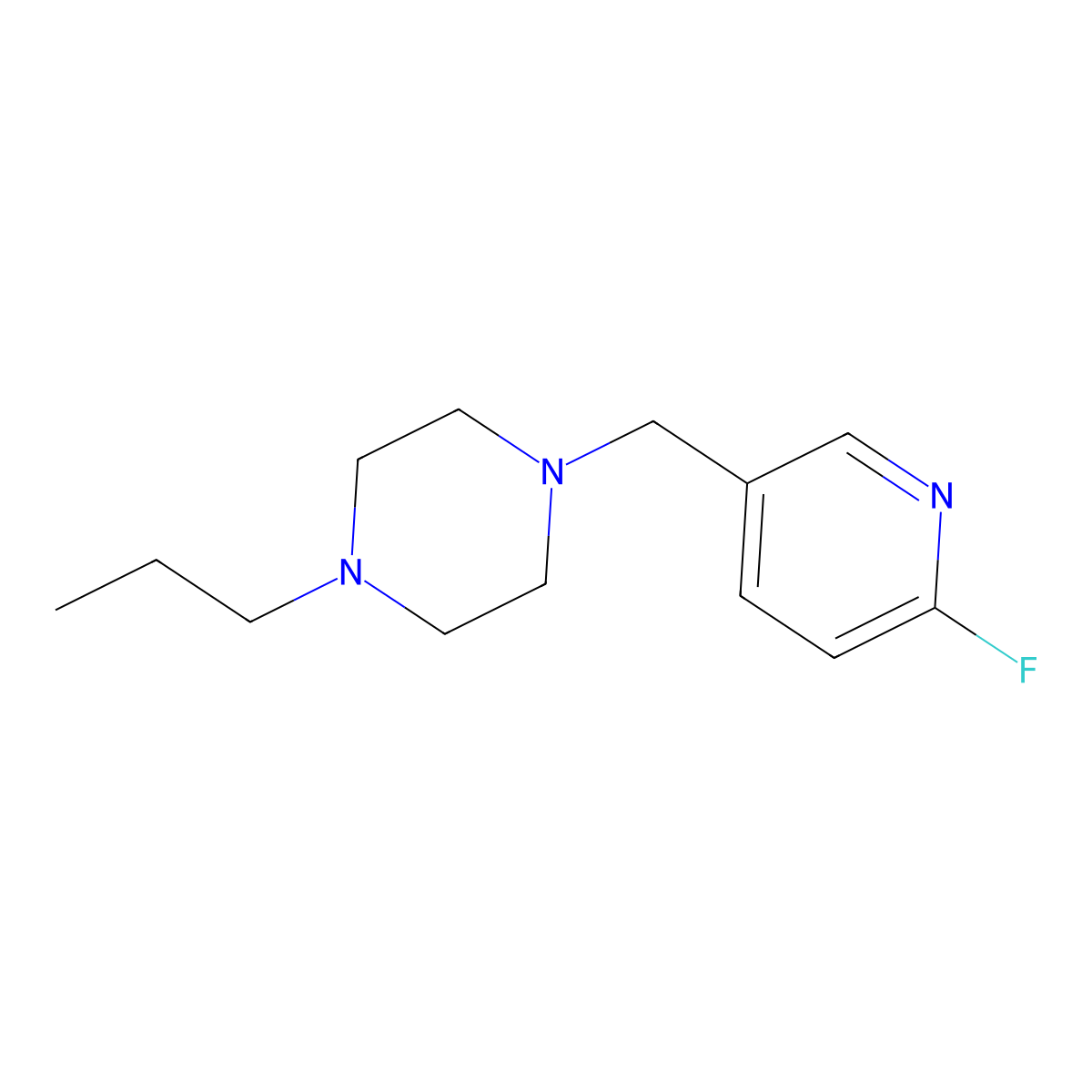 1-[(6-Fluoropyridin-3-yl)methyl]-4-propylpiperazine molecular structure, CAS 2138109-52-9