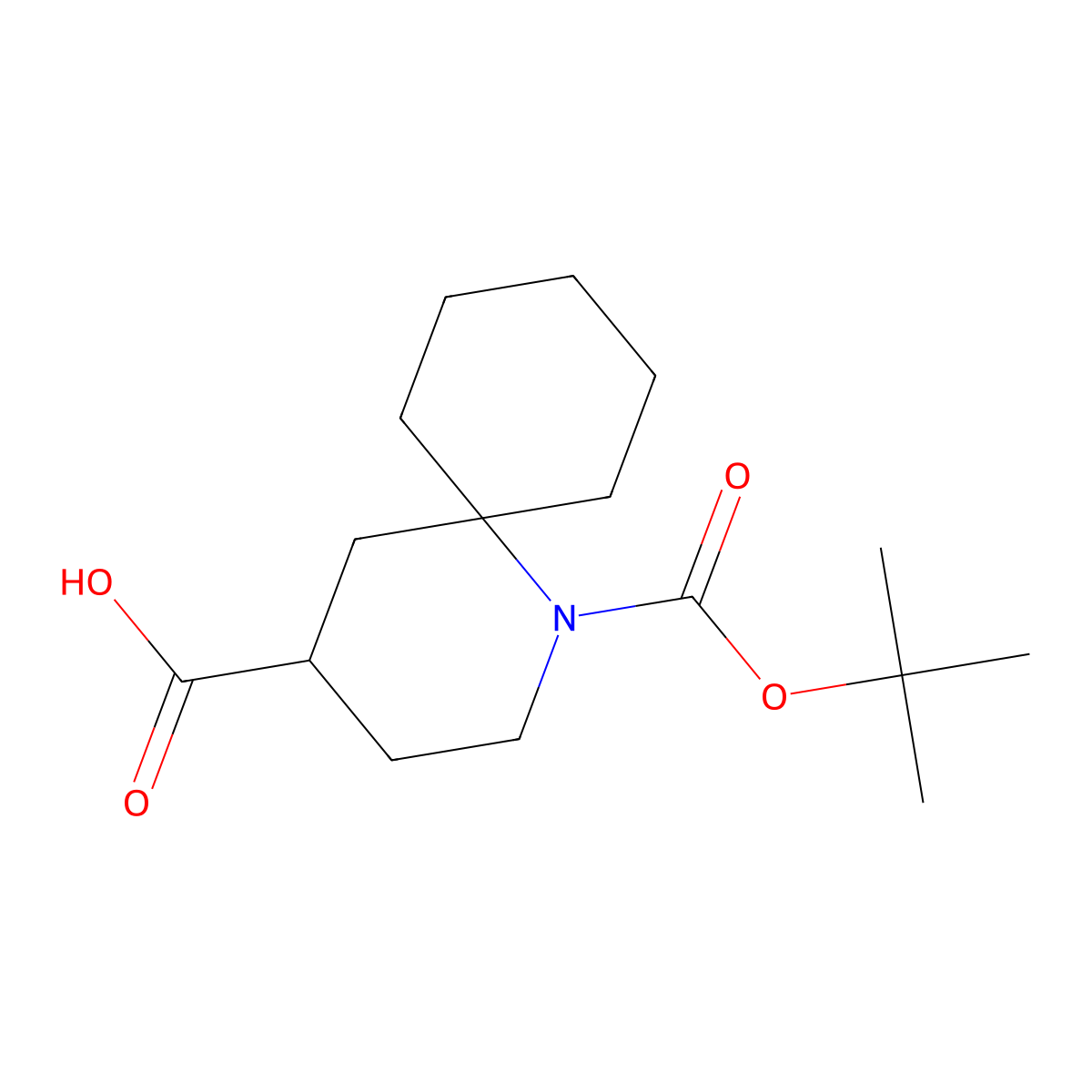 1-((Tert-butoxy)carbonyl)-1-azaspiro(5.5)undecane-4-carboxylic acid molecular structure, CAS 2138109-95-0