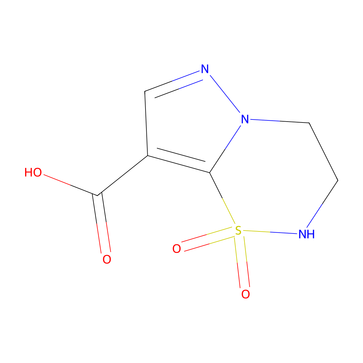1,1-dioxo-2H,3H,4H-1lambda6-pyrazolo(1,5-e)(1,2,5)thiadiazine-8-carboxylic acid molecular structure, CAS 2138111-19-8