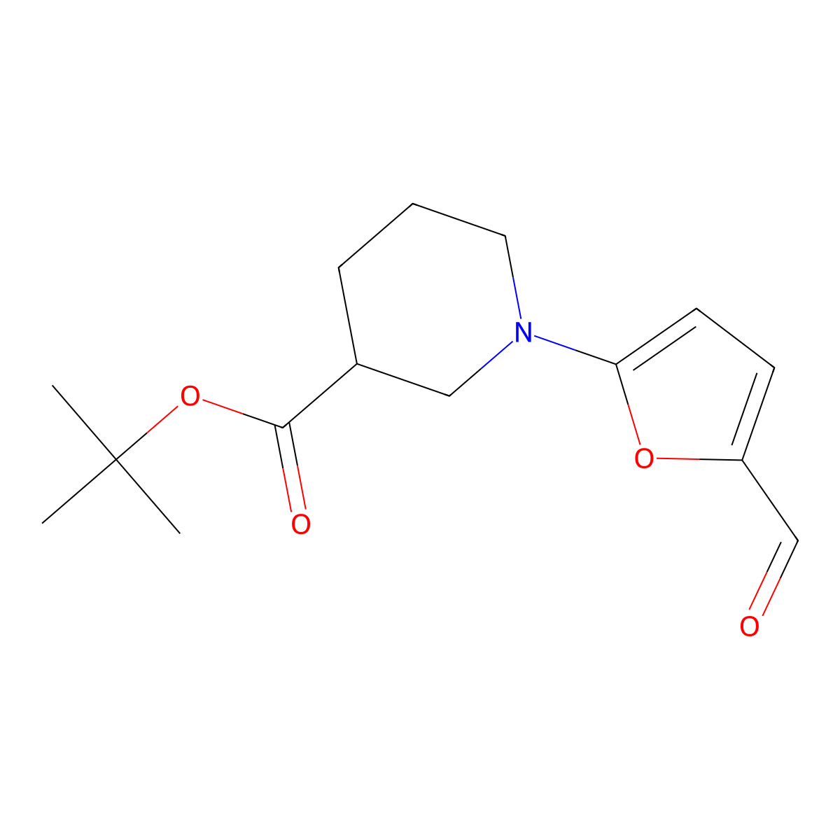 Tert-butyl 1-(5-formylfuran-2-yl)piperidine-3-carboxylate molecular structure, CAS 2138113-25-2