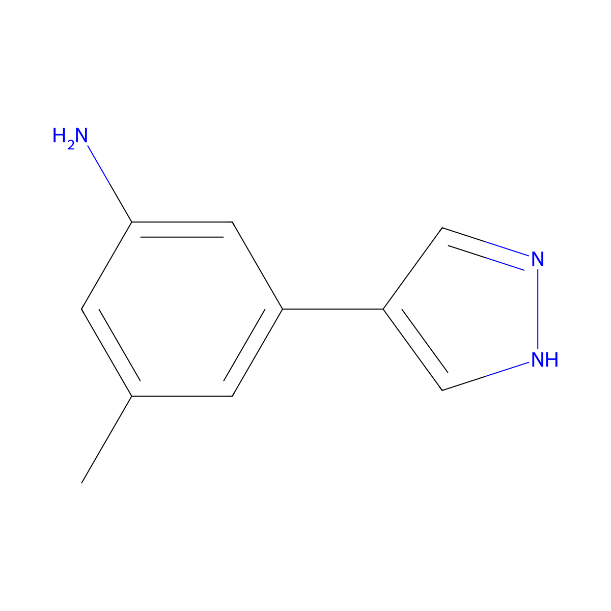 3-methyl-5-(1H-pyrazol-4-yl)aniline molecular structure, CAS 2138113-84-3
