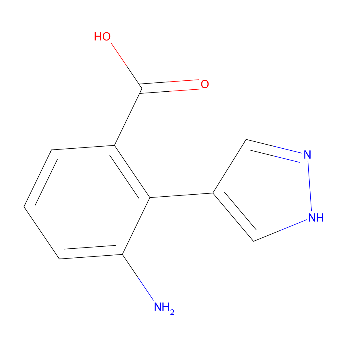 3-amino-2-(1H-pyrazol-4-yl)benzoic acid molecular structure, CAS 2138113-94-5