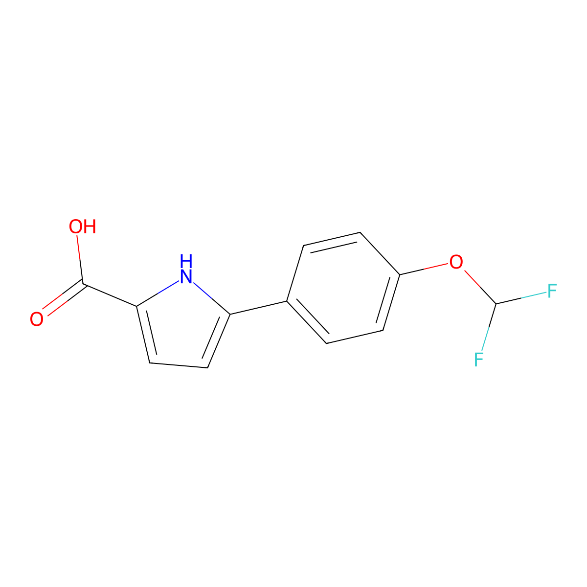 5-(4-(difluoromethoxy)phenyl)-1H-pyrrole-2-carboxylic acid molecular structure, CAS 2138114-35-7