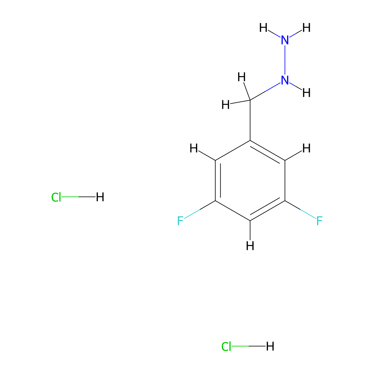 [(3,5-Difluorophenyl)methyl]hydrazine dihydrochloride molecular structure, CAS 2138114-39-1