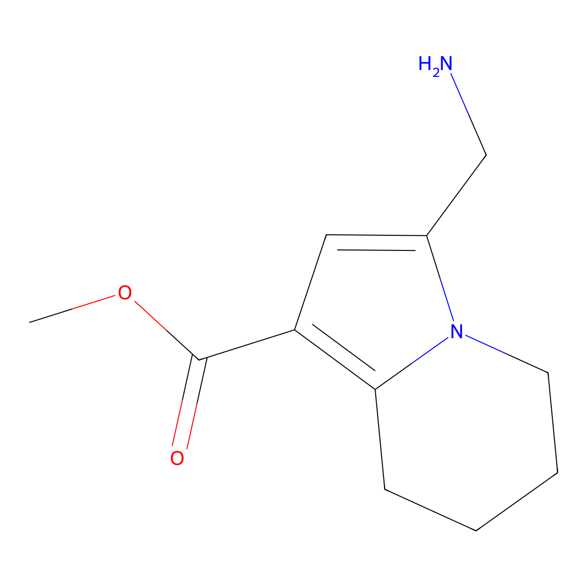 Methyl 3-(aminomethyl)-5,6,7,8-tetrahydroindolizine-1-carboxylate molecular structure, CAS 2138114-64-2