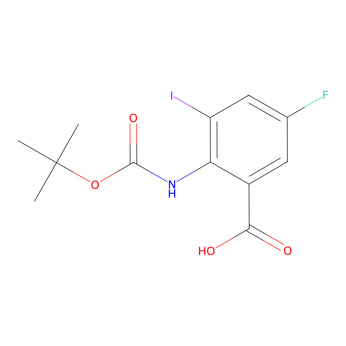 2-{[(Tert-butoxy)carbonyl]amino}-5-fluoro-3-iodobenzoic acid molecular structure, CAS 2138115-91-8