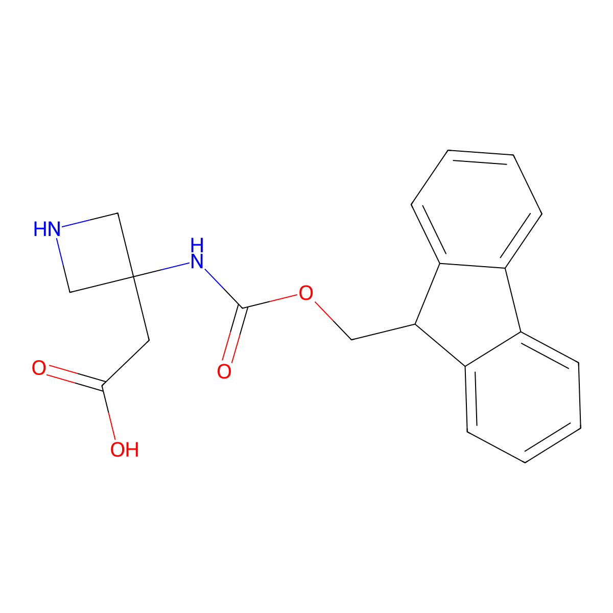 2-[3-({[(9H-fluoren-9-yl)methoxy]carbonyl}amino)azetidin-3-yl]acetic acid molecular structure, CAS 2138116-52-4