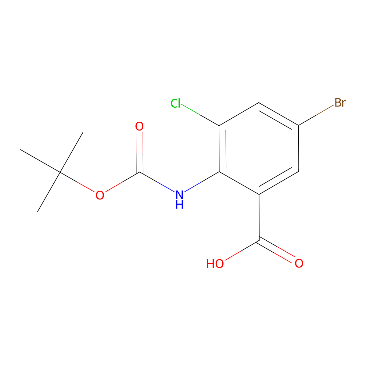 5-Bromo-2-{[(tert-butoxy)carbonyl]amino}-3-chlorobenzoic acid molecular structure, CAS 2138116-61-5