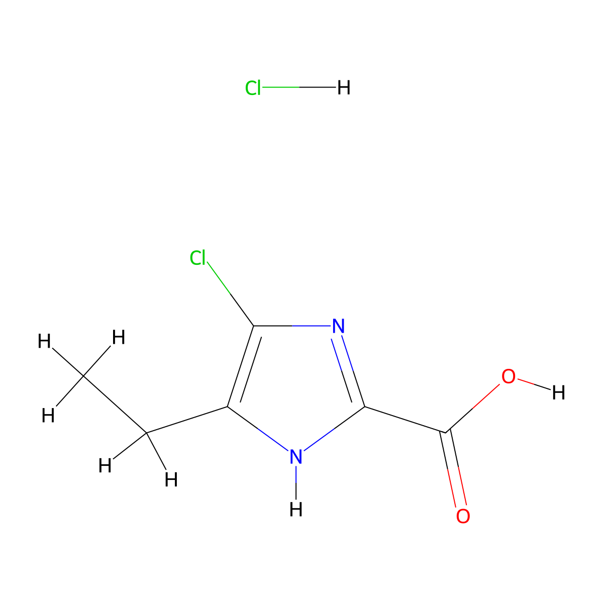 4-chloro-5-ethyl-1H-imidazole-2-carboxylic acid hydrochloride molecular structure, CAS 2138116-85-3