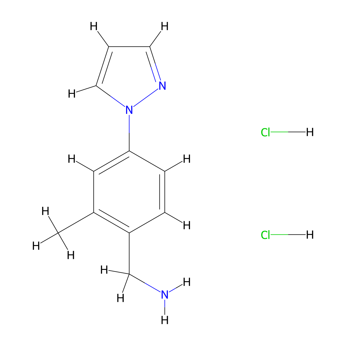 [2-methyl-4-(1H-pyrazol-1-yl)phenyl]methanamine dihydrochloride molecular structure, CAS 2138117-78-7