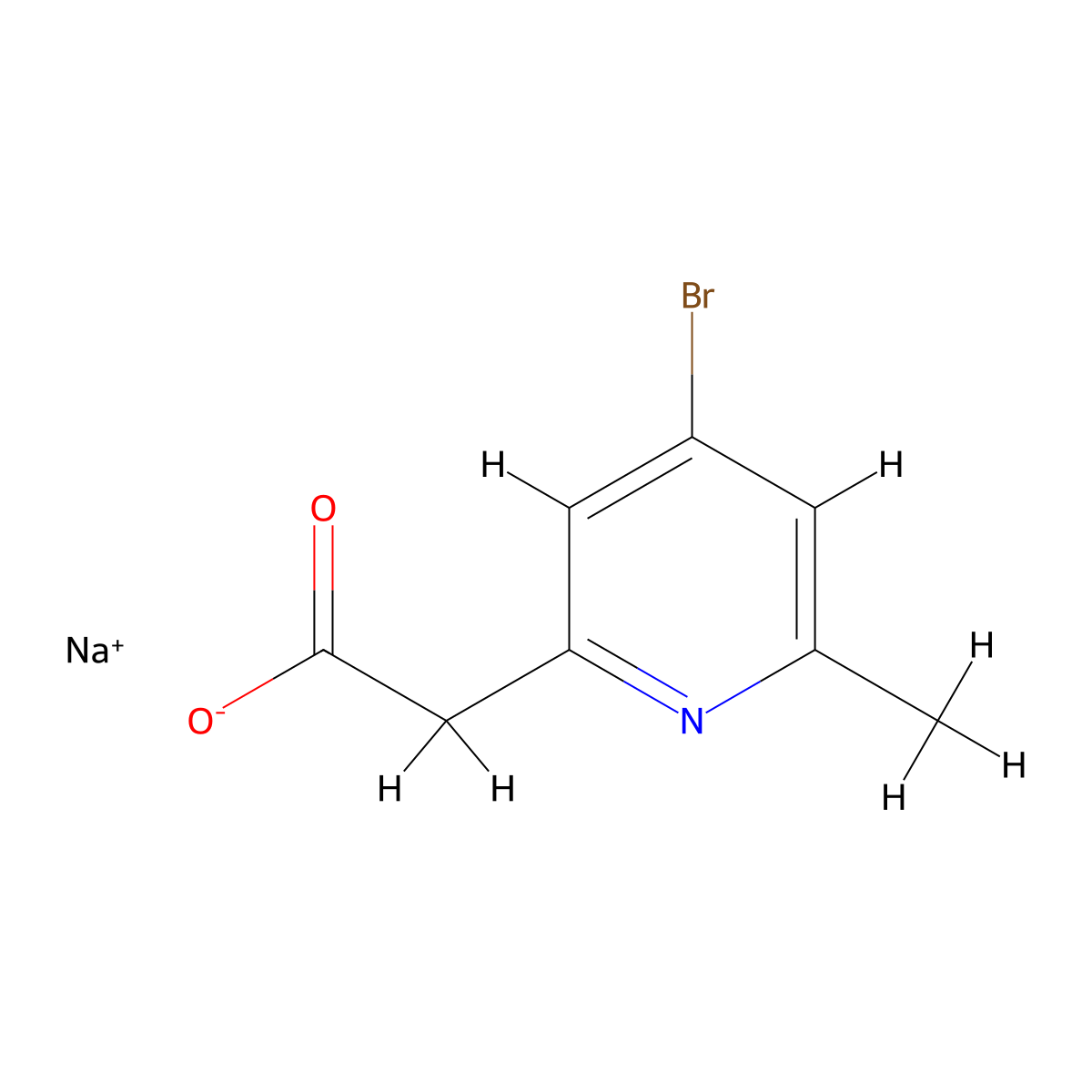 Sodium 2-(4-bromo-6-methylpyridin-2-yl)acetate molecular structure, CAS 2138117-88-9