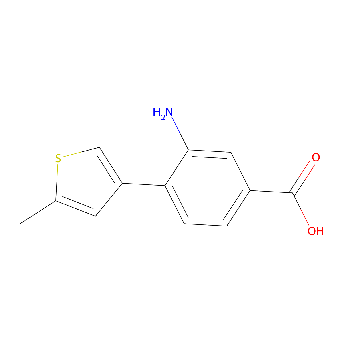 3-Amino-4-(5-methylthiophen-3-yl)benzoic acid molecular structure, CAS 2138118-93-9