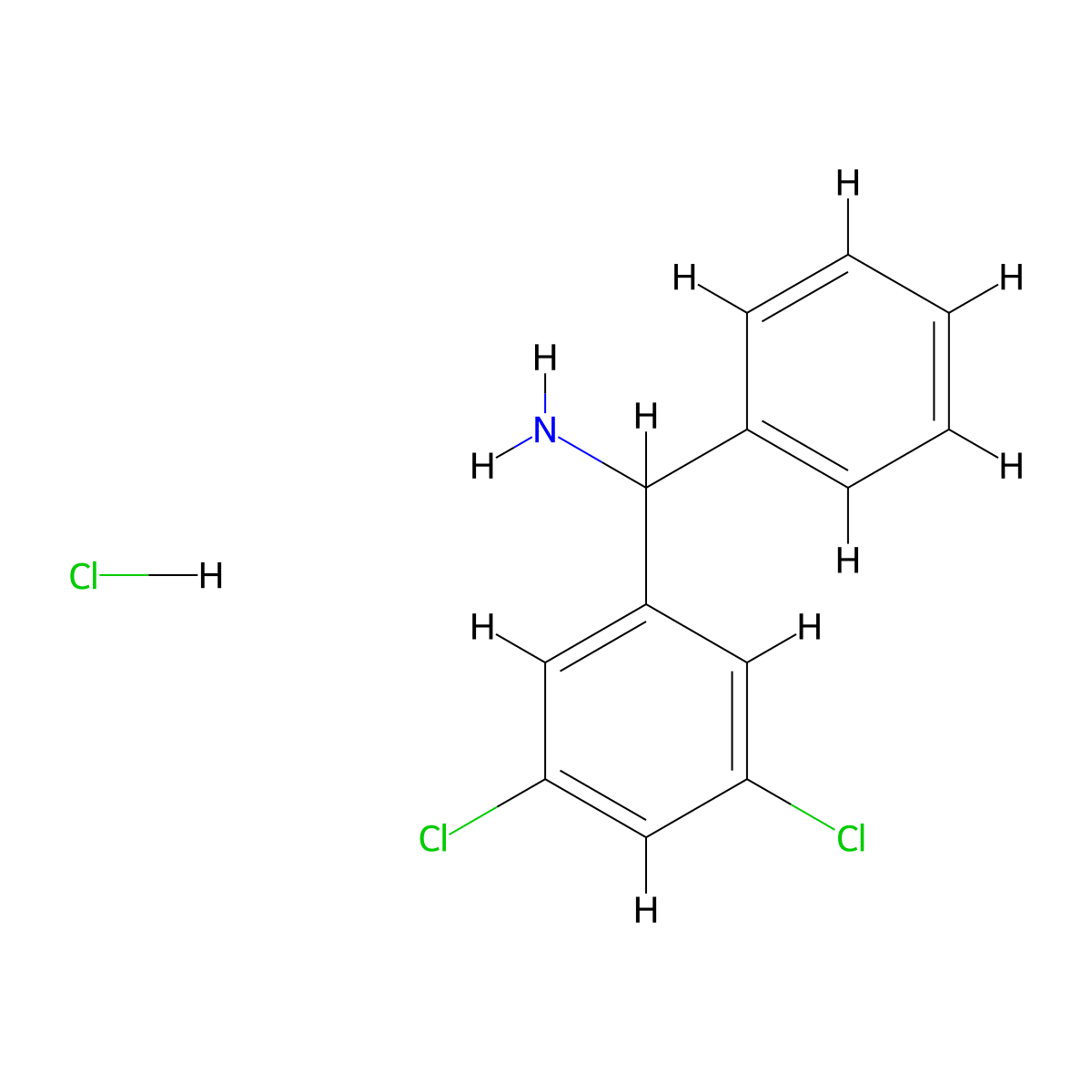 (3,5-Dichlorophenyl)(phenyl)methanamine hydrochloride molecular structure, CAS 2138119-00-1