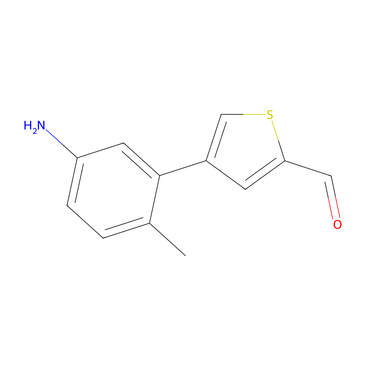 4-(5-Amino-2-methylphenyl)thiophene-2-carbaldehyde molecular structure, CAS 2138119-32-9