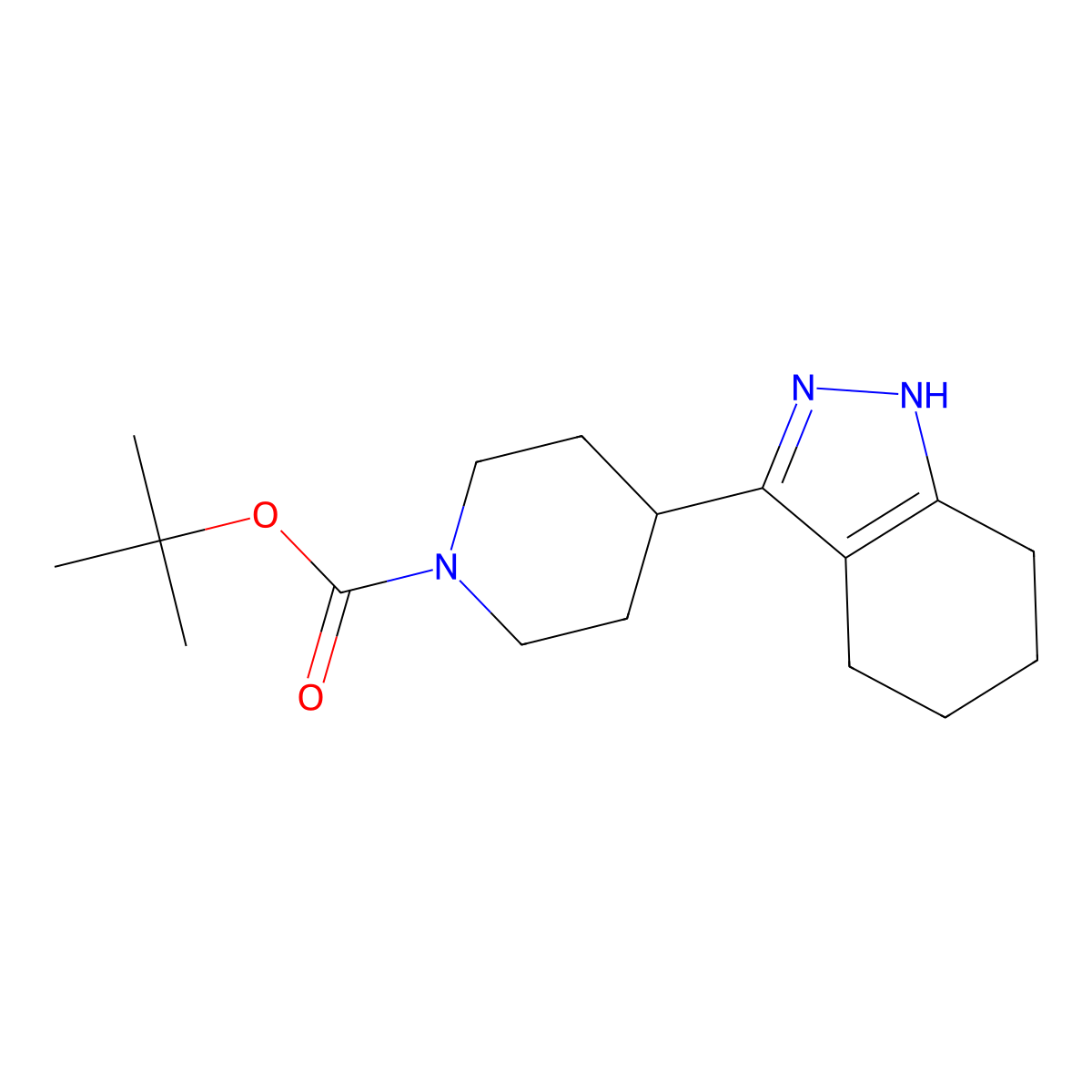 tert-butyl 4-(4,5,6,7-tetrahydro-1H-indazol-3-yl)piperidine-1-carboxylate molecular structure, CAS 2138119-45-4
