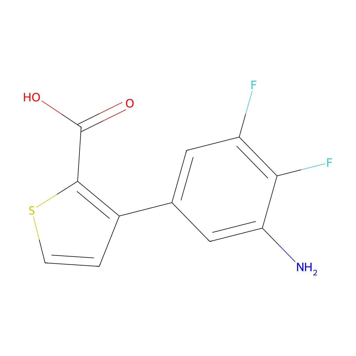 3-(3-Amino-4,5-difluorophenyl)thiophene-2-carboxylic acid molecular structure, CAS 2138121-86-3
