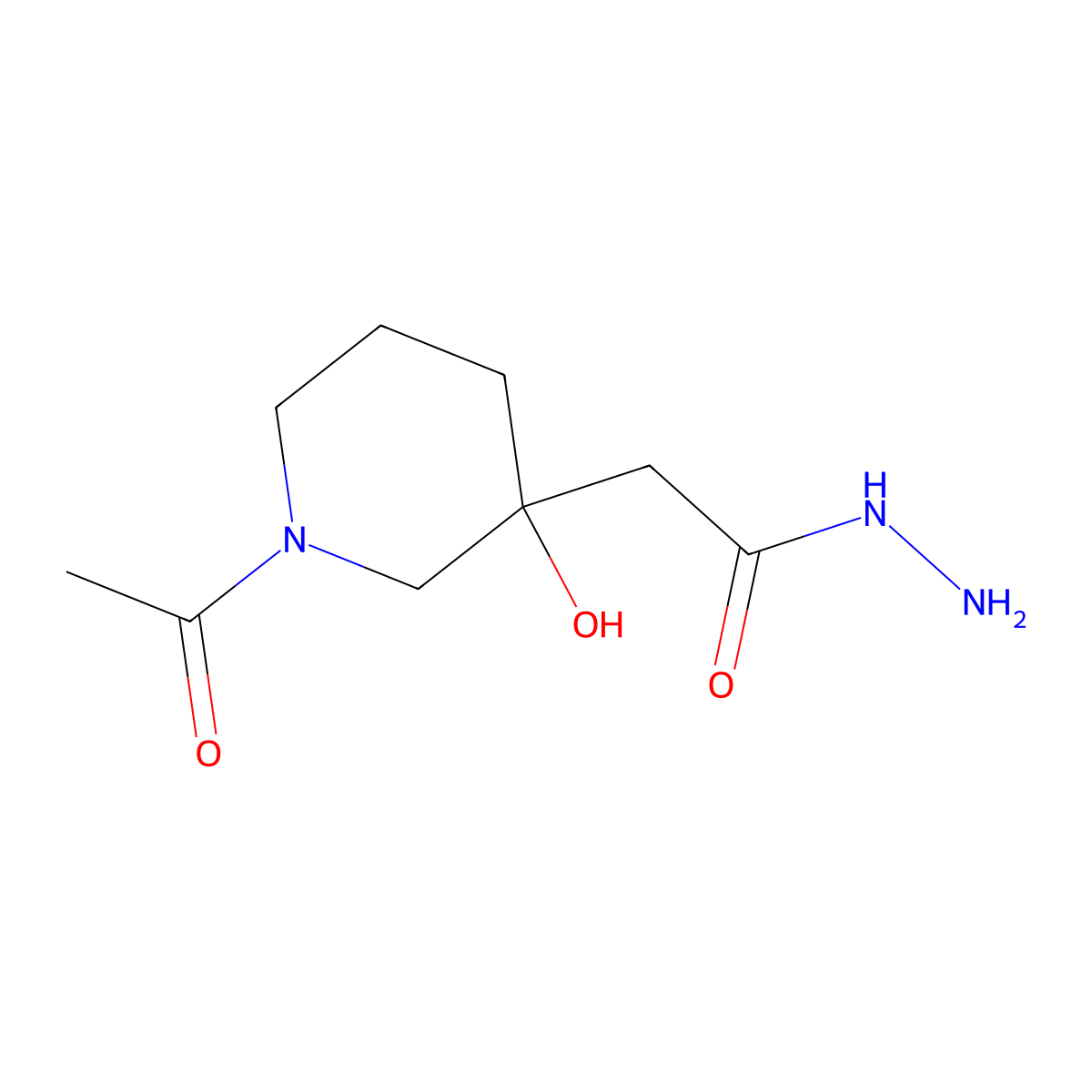 2-(1-Acetyl-3-hydroxypiperidin-3-yl)acetohydrazide molecular structure, CAS 2138122-49-1