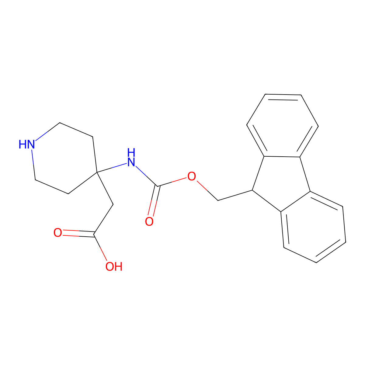 2-[4-({[(9H-fluoren-9-yl)methoxy]carbonyl}amino)piperidin-4-yl]acetic acid molecular structure, CAS 2138127-96-3