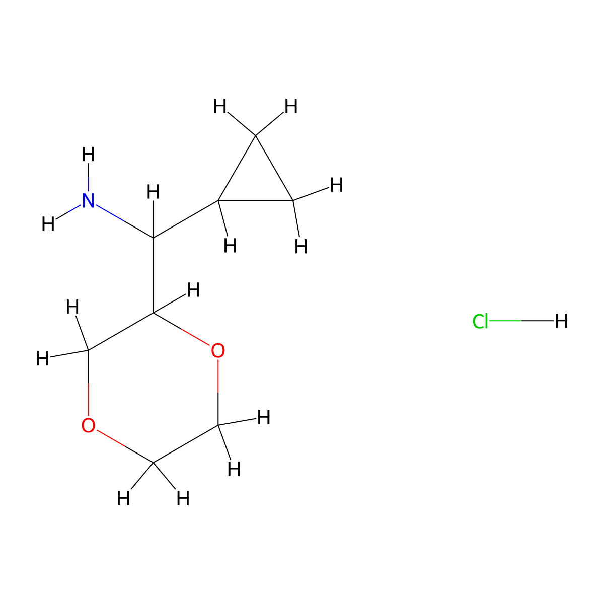 Cyclopropyl(1,4-dioxan-2-yl)methanamine hydrochloride molecular structure, CAS 2138128-04-6
