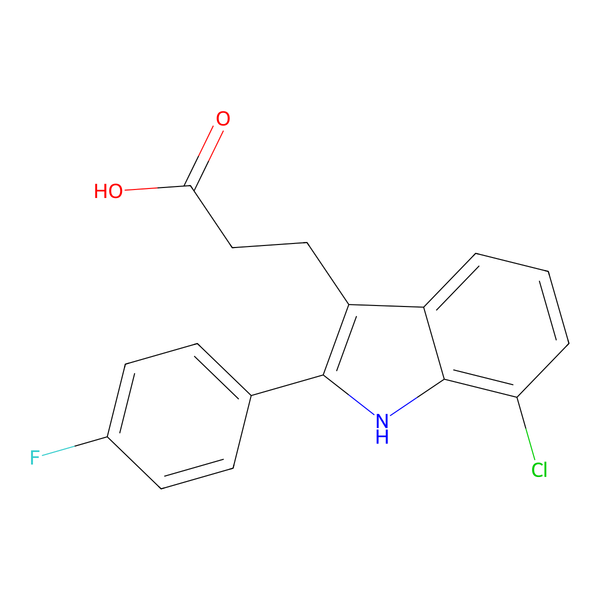 3-[7-chloro-2-(4-fluorophenyl)-1H-indol-3-yl]propanoic acid molecular structure, CAS 2138128-08-0
