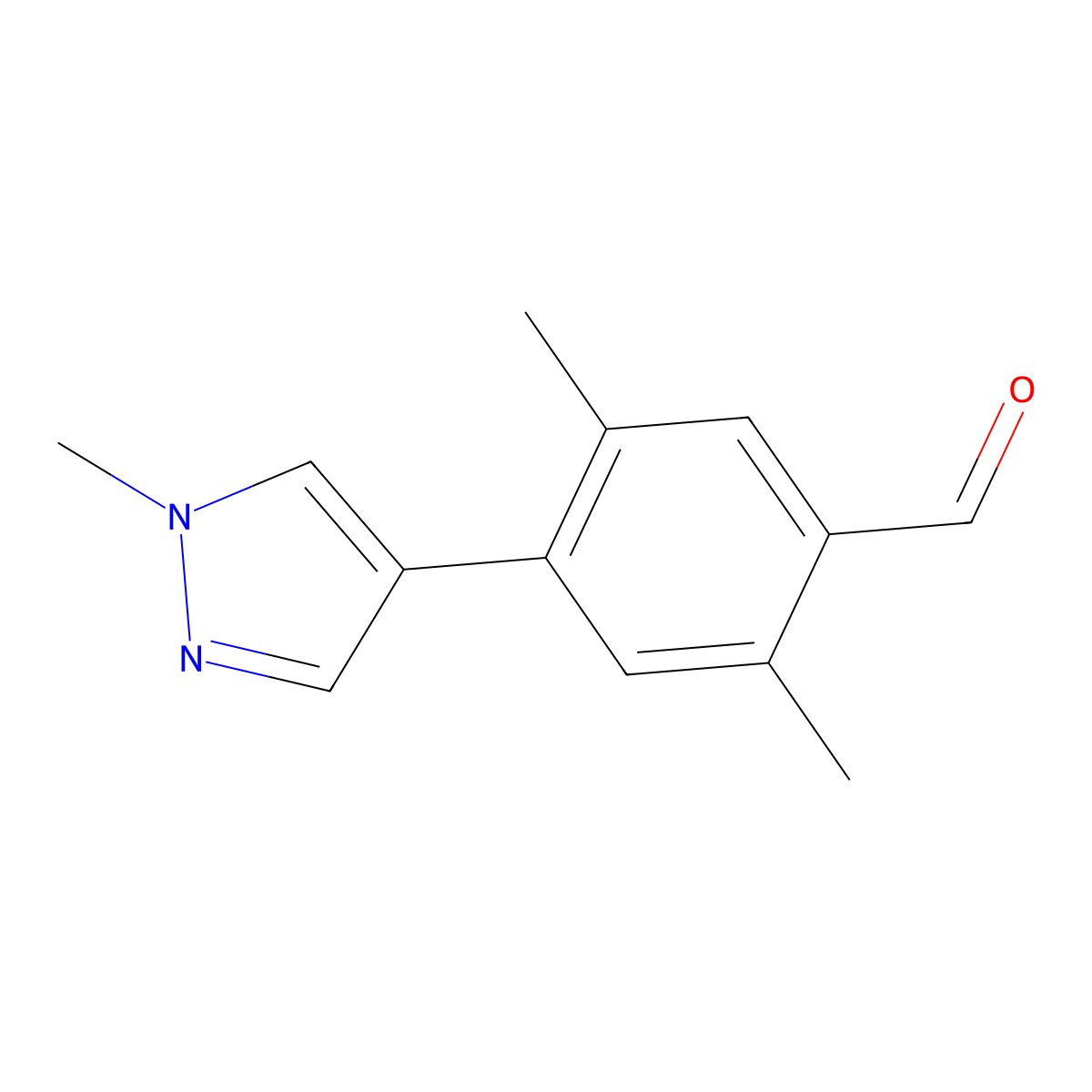2,5-dimethyl-4-(1-methyl-1H-pyrazol-4-yl)benzaldehyde molecular structure, CAS 2138128-80-8