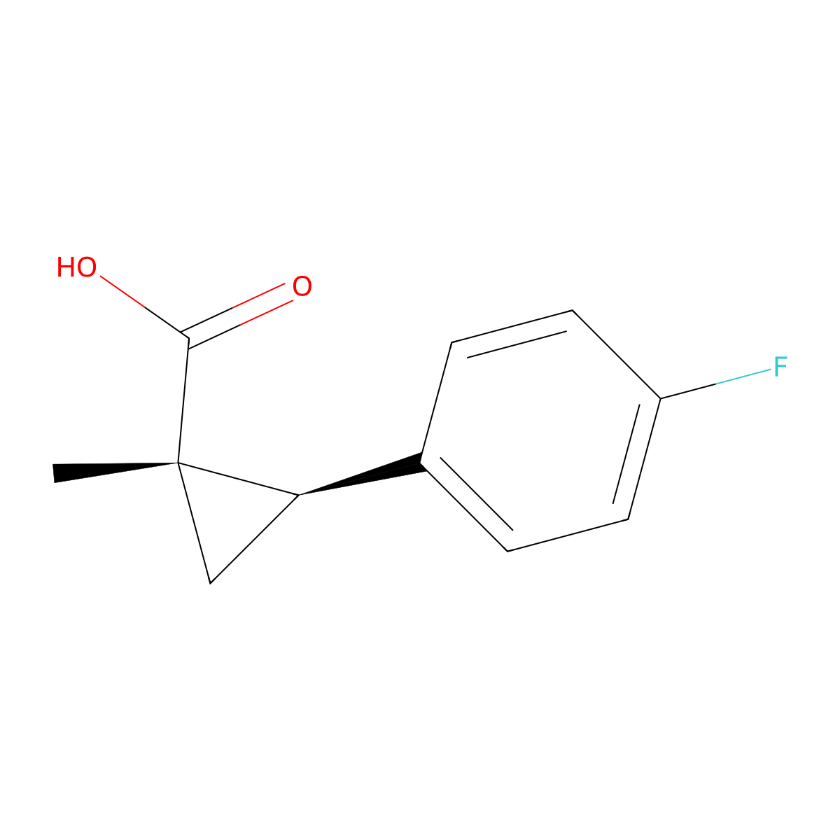 rac-(1R,2S)-2-(4-fluorophenyl)-1-methylcyclopropane-1-carboxylic acid molecular structure, CAS 2138129-85-6