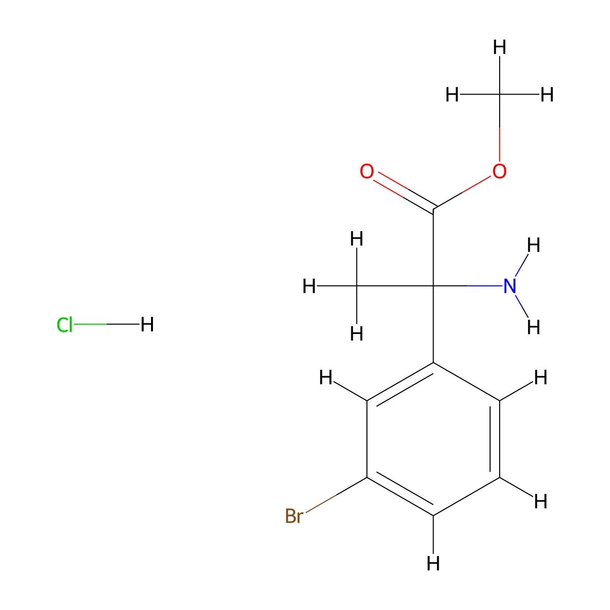 Methyl 2-amino-2-(3-bromophenyl)propanoate hydrochloride molecular structure, CAS 2138131-80-1
