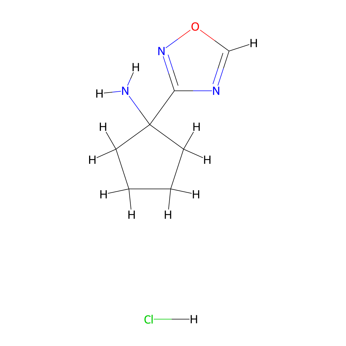 1-(1,2,4-Oxadiazol-3-yl)cyclopentan-1-amine hydrochloride molecular structure, CAS 2138131-86-7