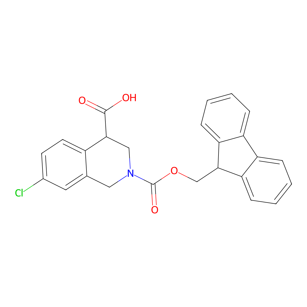 7-chloro-2-{[(9H-fluoren-9-yl)methoxy]carbonyl}-1,2,3,4-tetrahydroisoquinoline-4-carboxylic acid molecular structure, CAS 2138132-33-7
