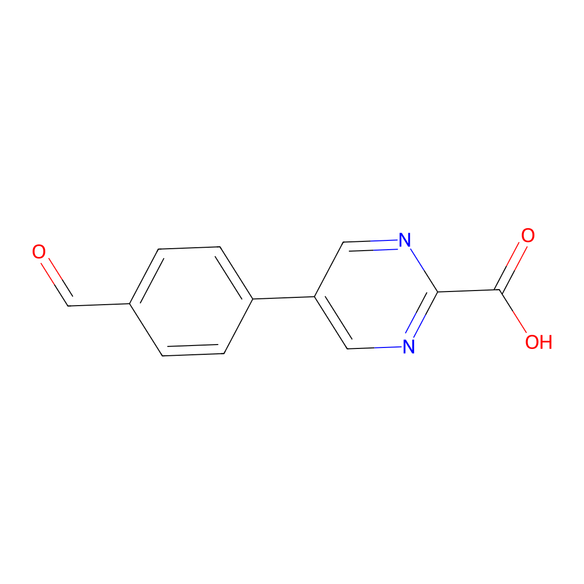 5-(4-Formylphenyl)pyrimidine-2-carboxylic acid molecular structure, CAS 2138132-39-3