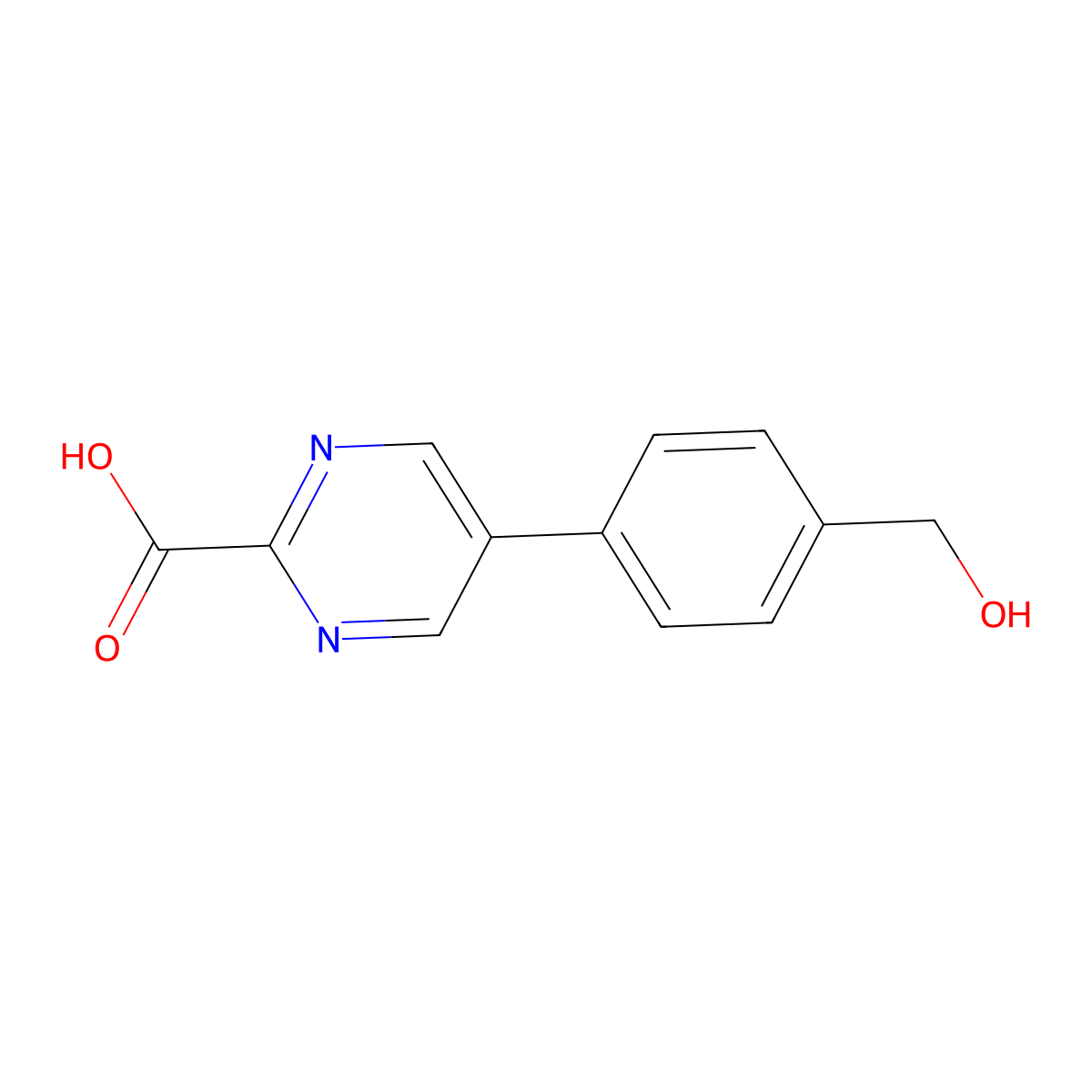5-[4-(Hydroxymethyl)phenyl]pyrimidine-2-carboxylic acid molecular structure, CAS 2138132-40-6