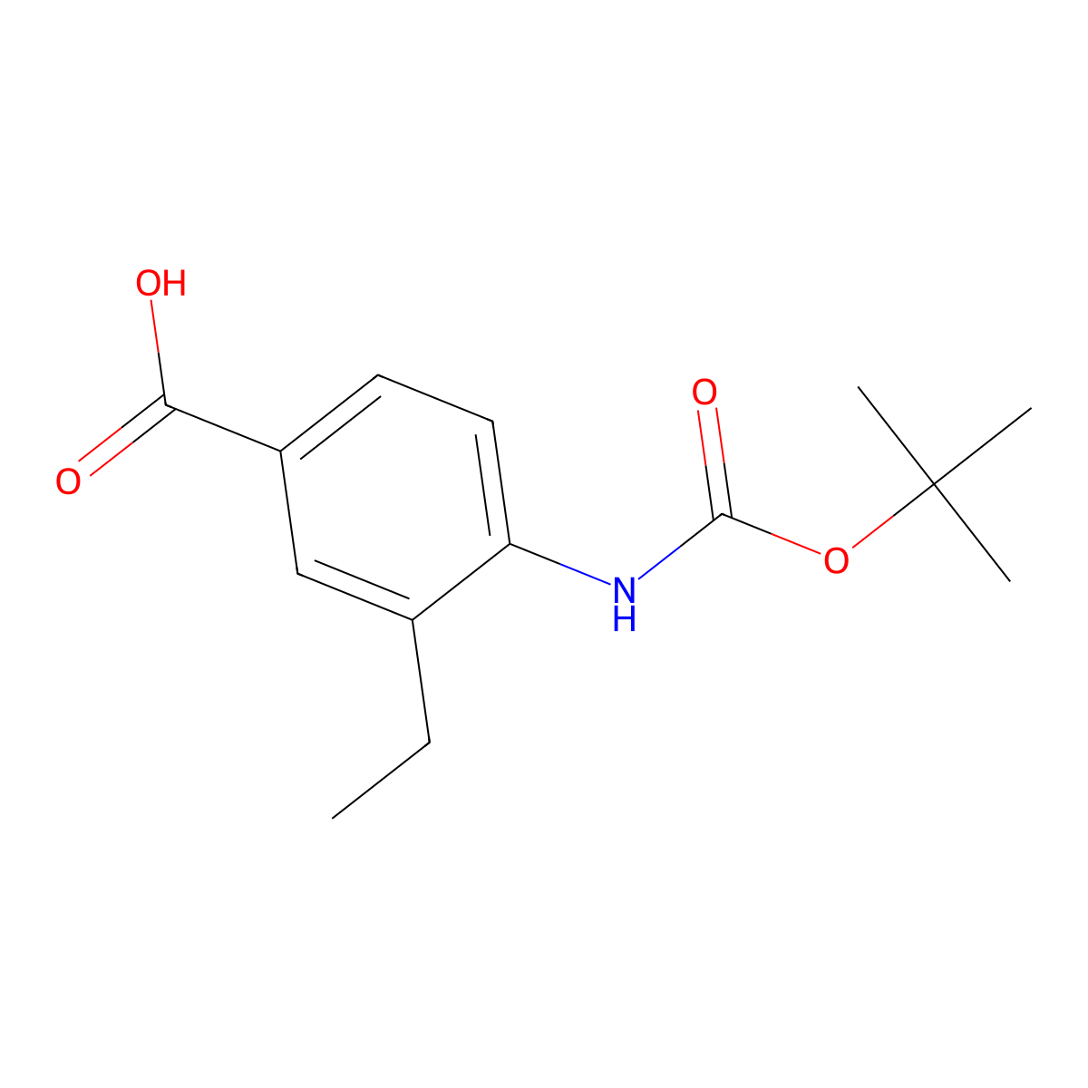 4-((tert-Butoxycarbonyl)amino)-3-ethylbenzoic acid molecular structure, CAS 2138132-75-7
