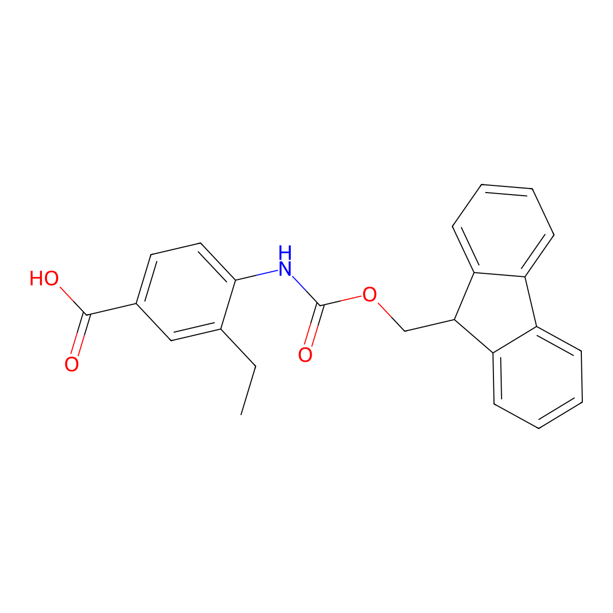 3-ethyl-4-({[(9H-fluoren-9-yl)methoxy]carbonyl}amino)benzoic acid molecular structure, CAS 2138132-79-1