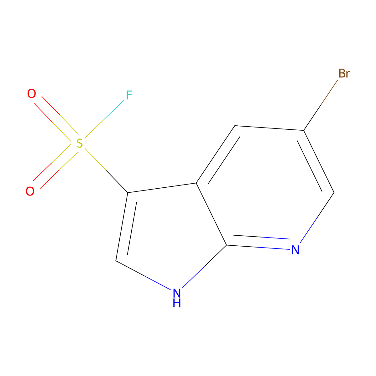 5-bromo-1H-pyrrolo[2,3-b]pyridine-3-sulfonyl fluoride molecular structure, CAS 2138133-25-0
