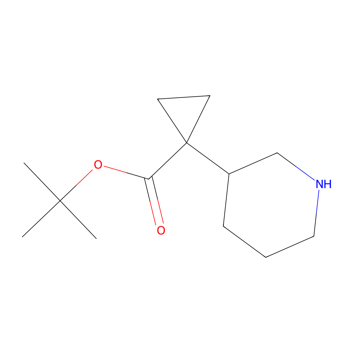 Tert-butyl 1-(piperidin-3-yl)cyclopropane-1-carboxylate molecular structure, CAS 2138133-76-1