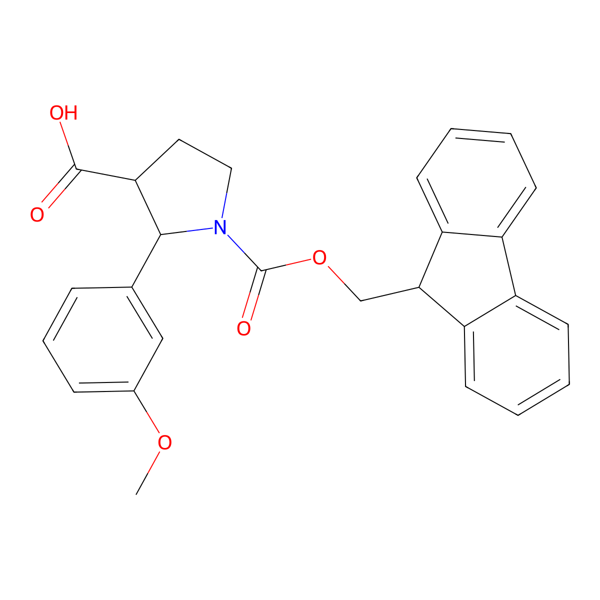 1-{[(9H-fluoren-9-yl)methoxy]carbonyl}-2-(3-methoxyphenyl)pyrrolidine-3-carboxylic acid molecular structure, CAS 2138133-82-9