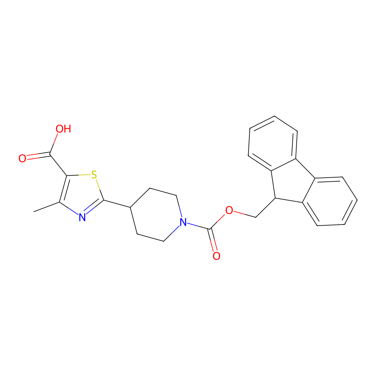 2-(1-{[(9H-fluoren-9-yl)methoxy]carbonyl}piperidin-4-yl)-4-methyl-1,3-thiazole-5-carboxylic acid molecular structure, CAS 2138134-03-7