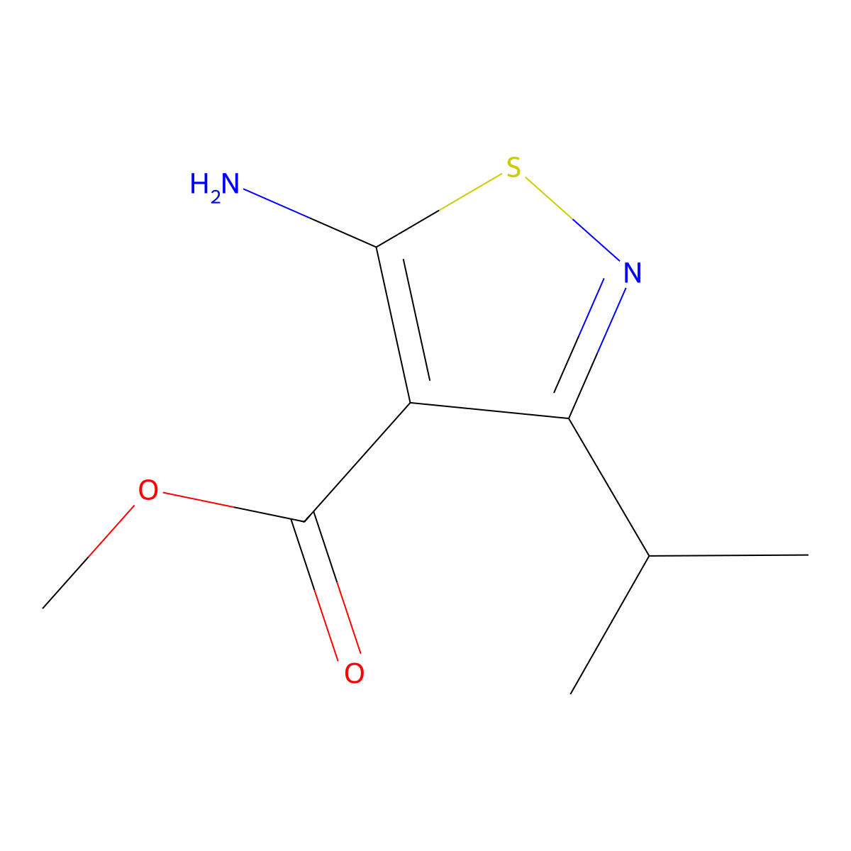 Methyl 5-amino-3-(propan-2-yl)-1,2-thiazole-4-carboxylate molecular structure, CAS 2138134-31-1