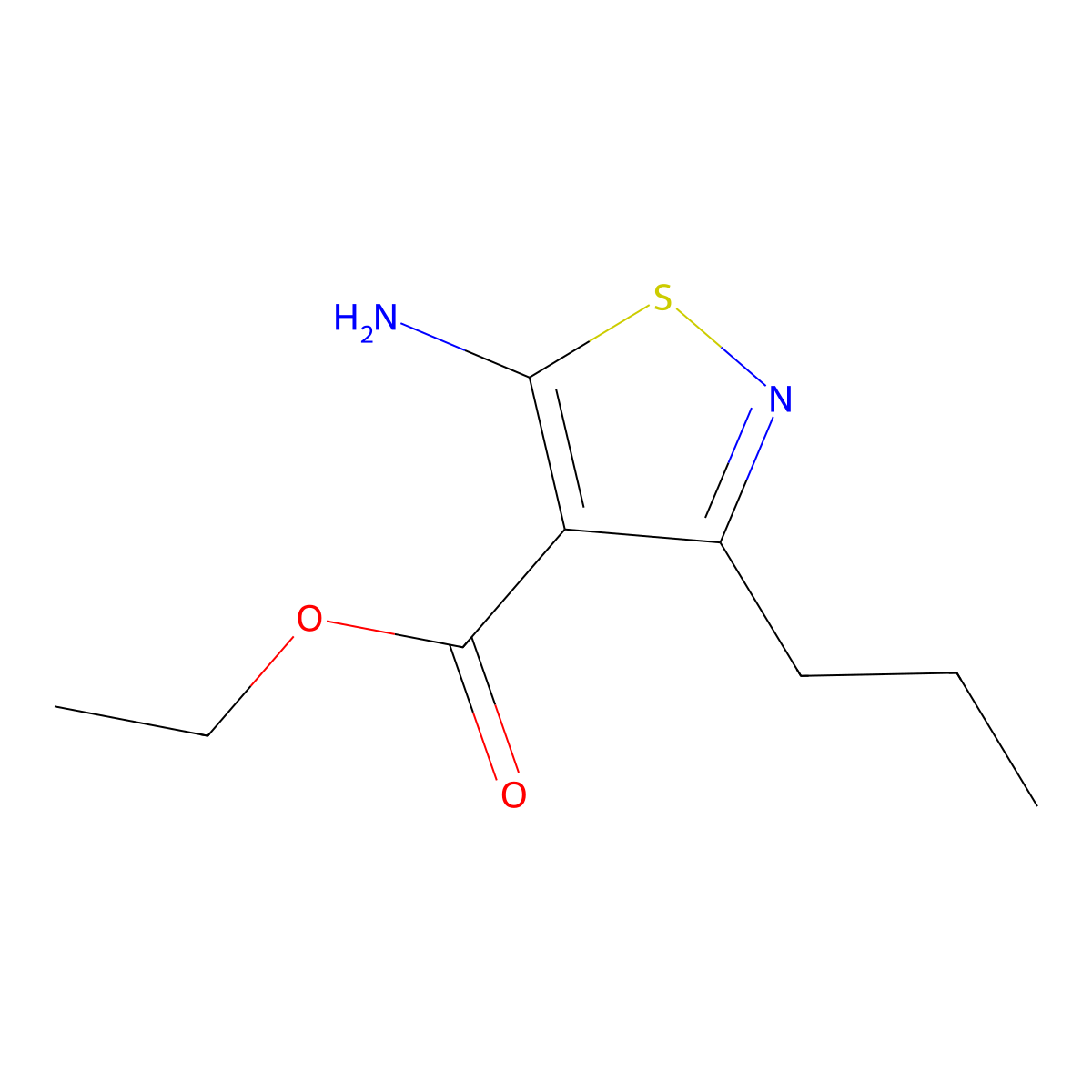 Ethyl 5-amino-3-propyl-1,2-thiazole-4-carboxylate molecular structure, CAS 2138134-35-5