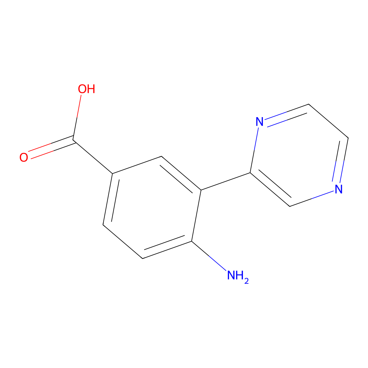 4-Amino-3-(pyrazin-2-yl)benzoic acid molecular structure, CAS 2138134-38-8