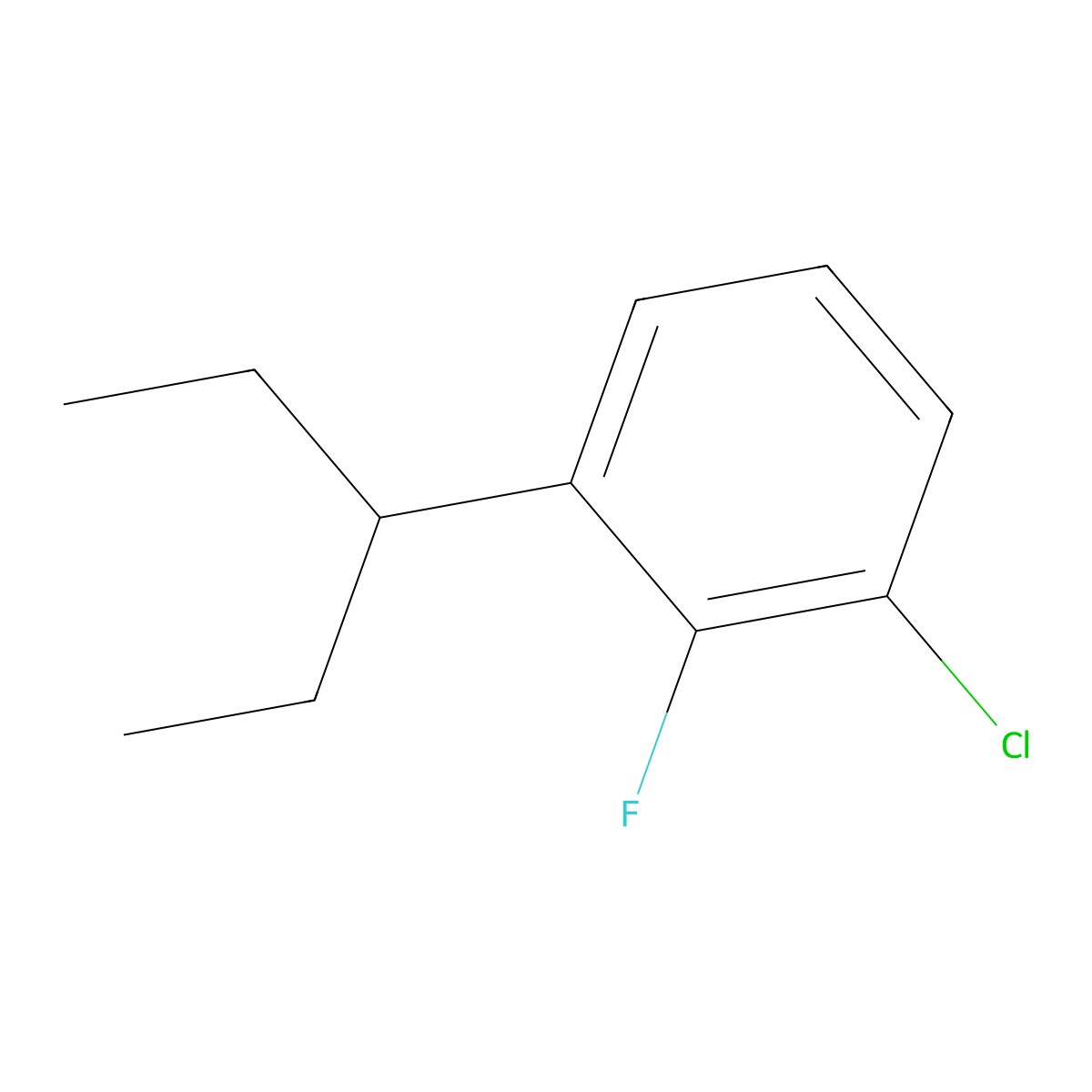 1-Chloro-2-fluoro-3-(pentan-3-yl)benzene molecular structure, CAS 2138134-45-7