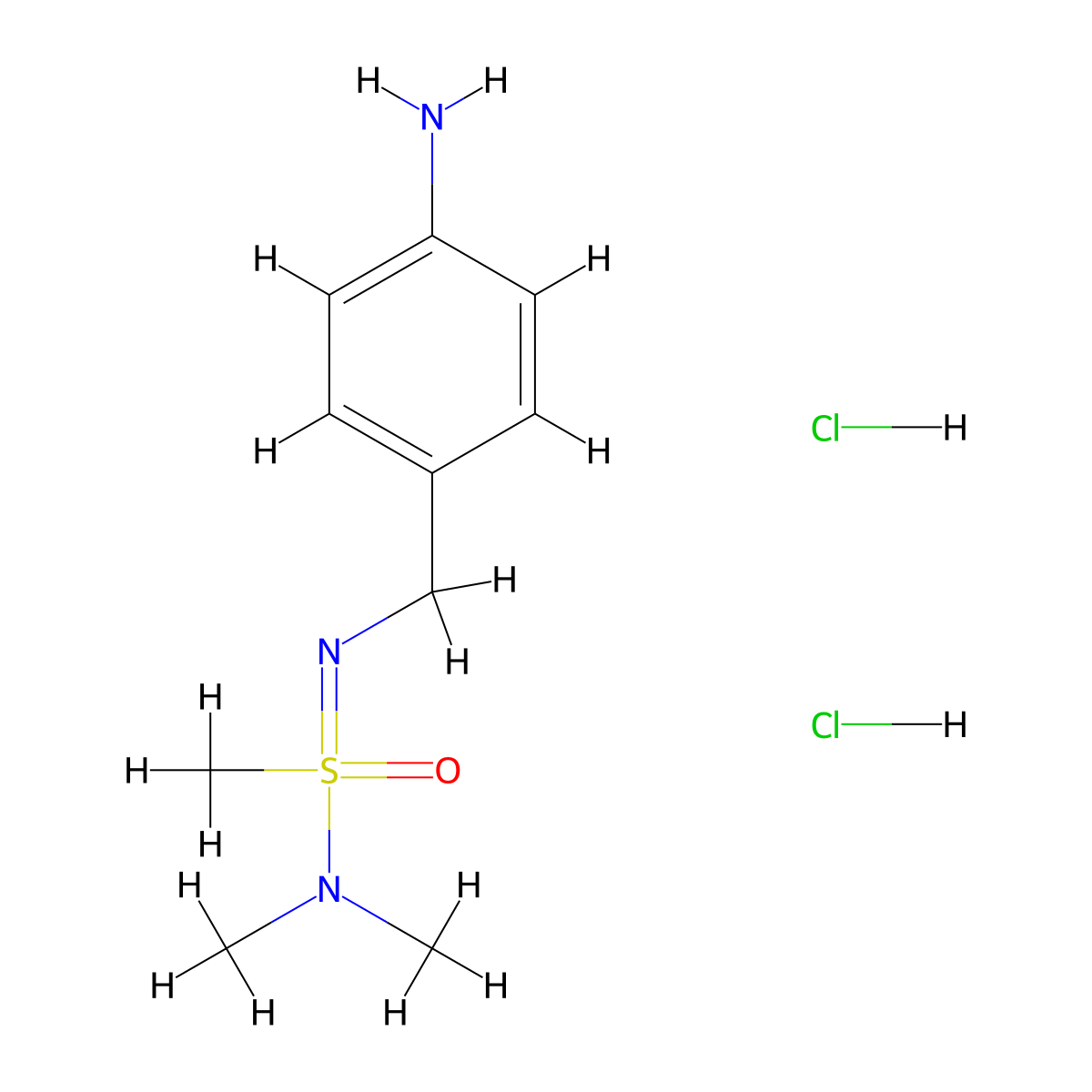 N-[(4-aminophenyl)methyl]-N,N-dimethylmethanesulfonoimidamide dihydrochloride molecular structure, CAS 2138134-71-9