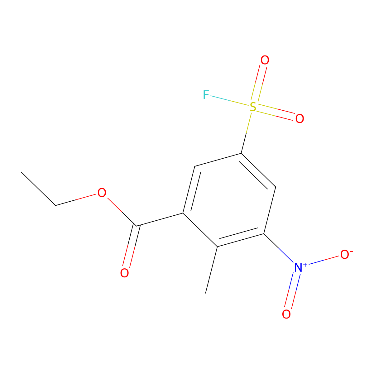 Ethyl 5-(fluorosulfonyl)-2-methyl-3-nitrobenzoate molecular structure, CAS 2138135-18-7